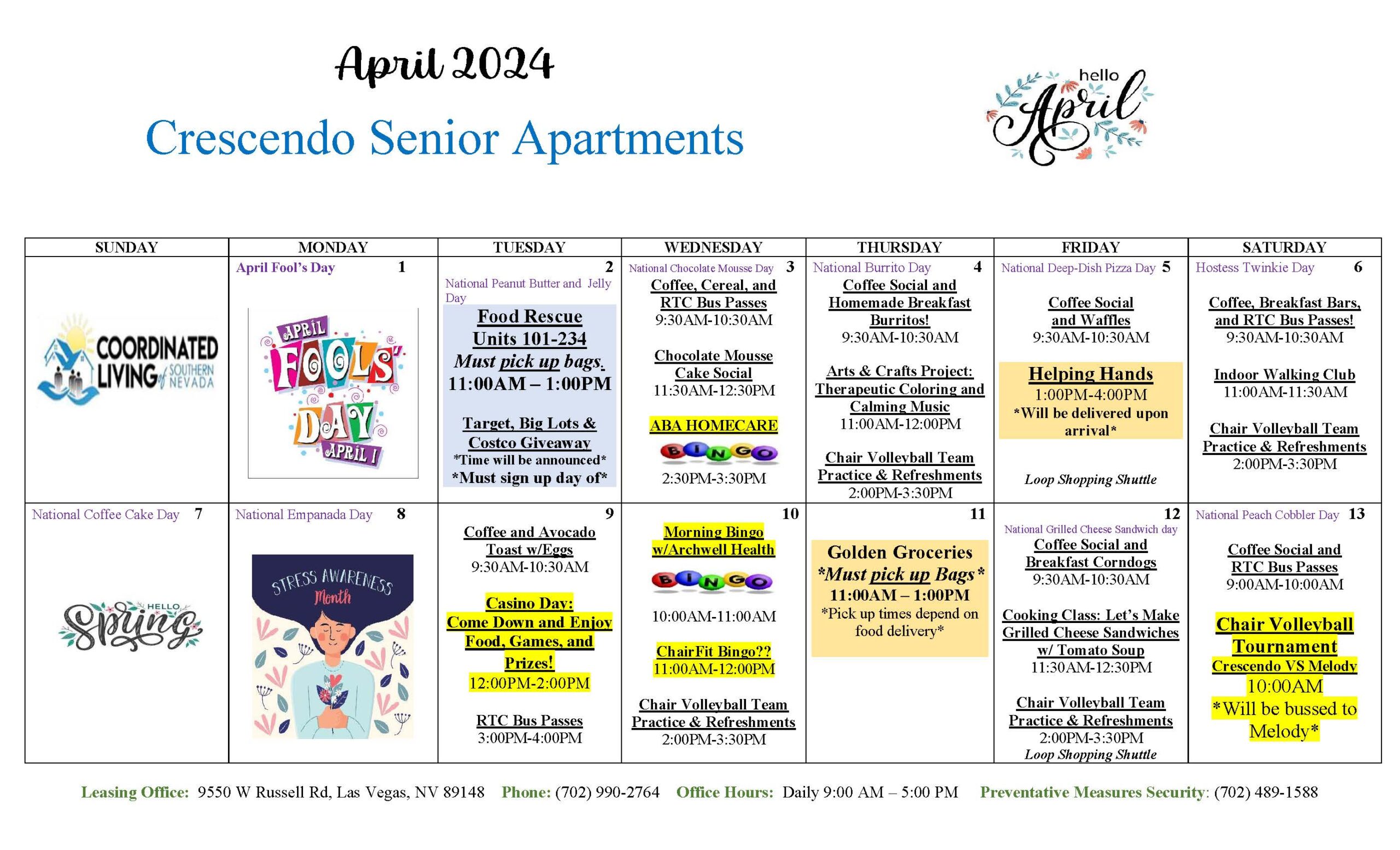 Crescendo event Calendar April 2024