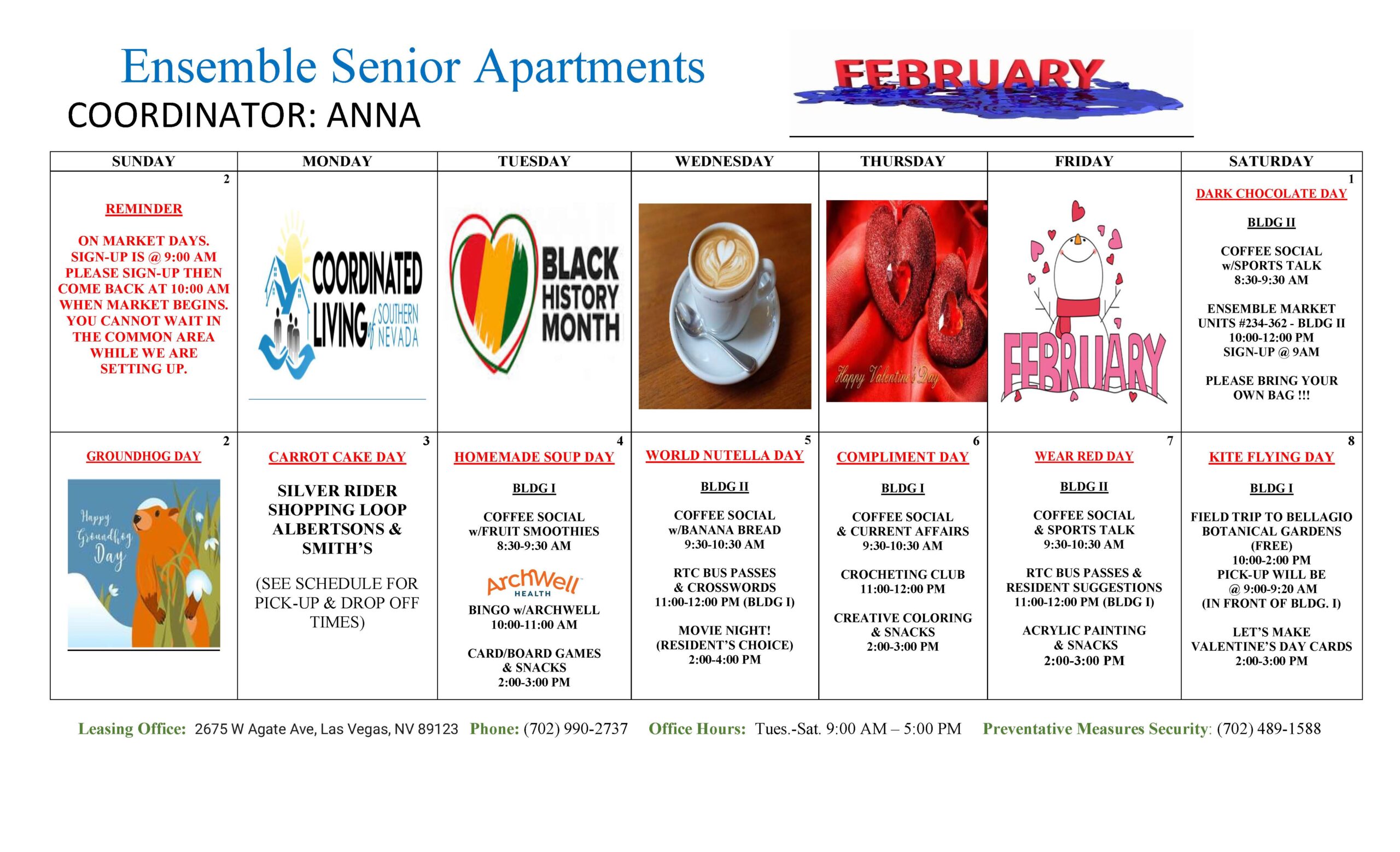 Ensemble senior apartments February 2025 resident engagement events