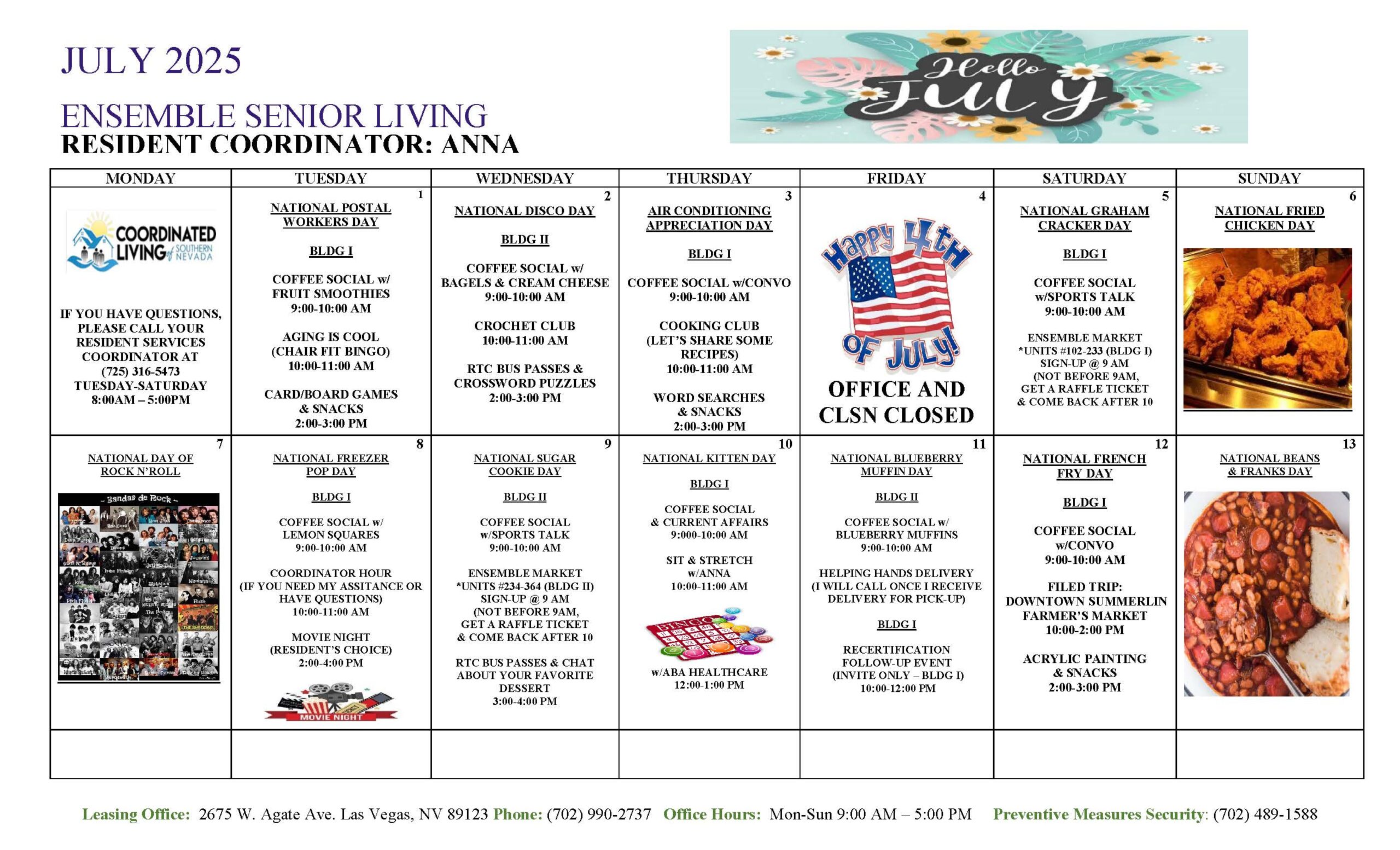 Ensemble Senior Apartments Events July 2025