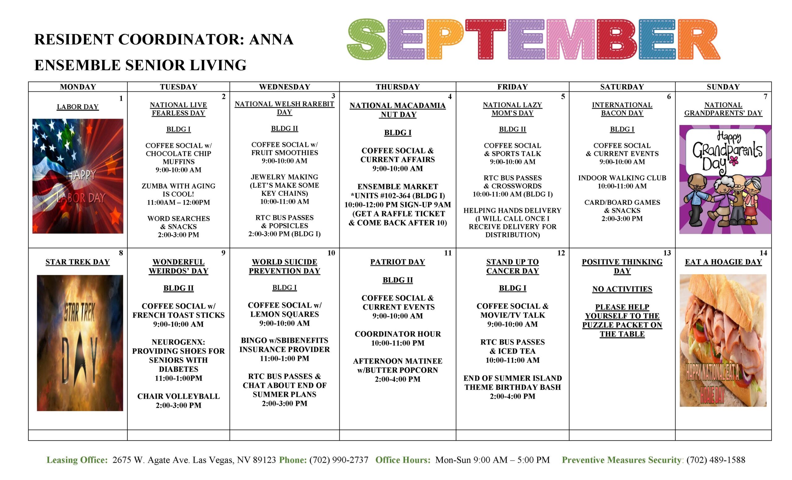 Ensemble Senior Apartments Calendar screenshot