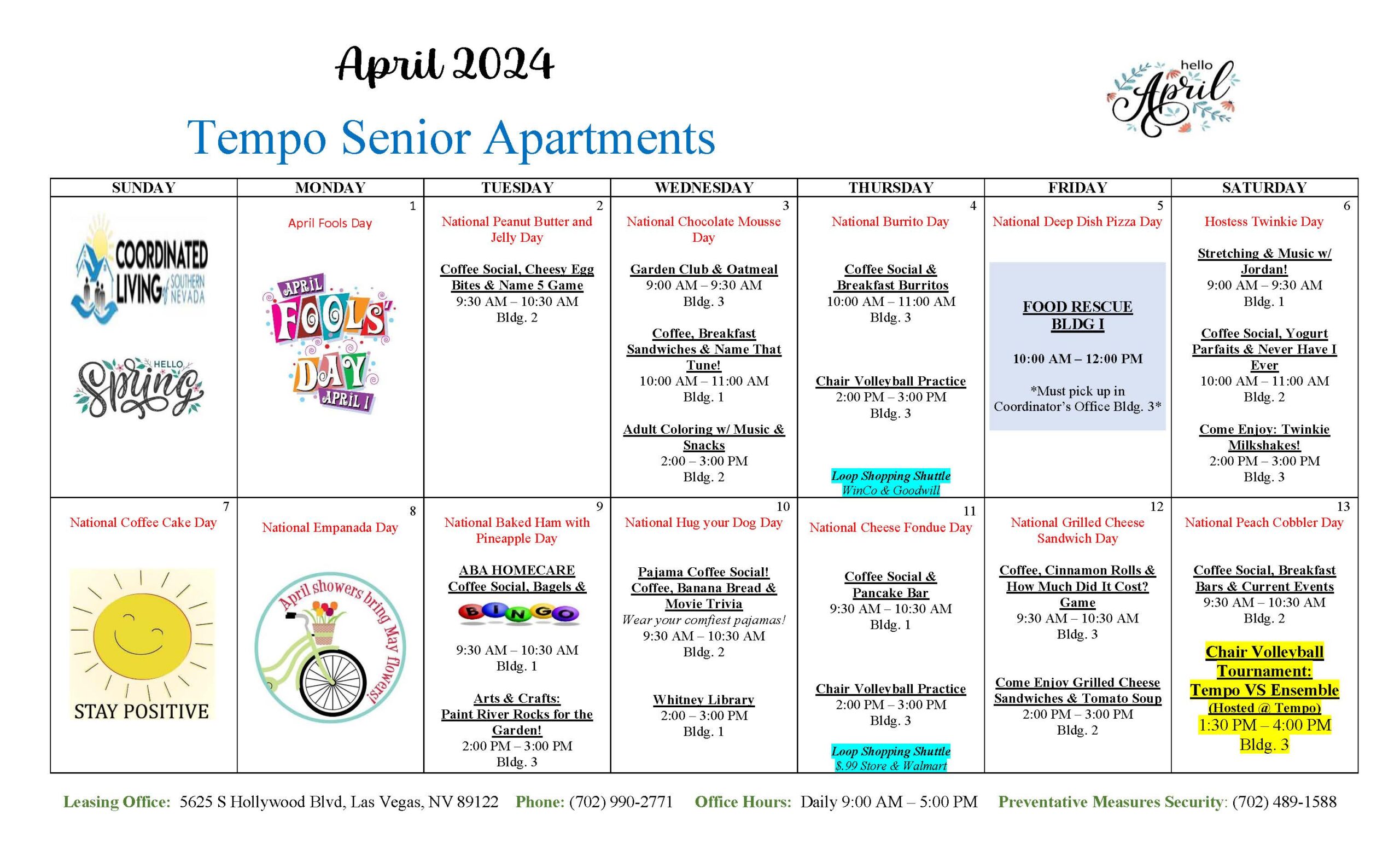 Tempo Event Calendar April 2024